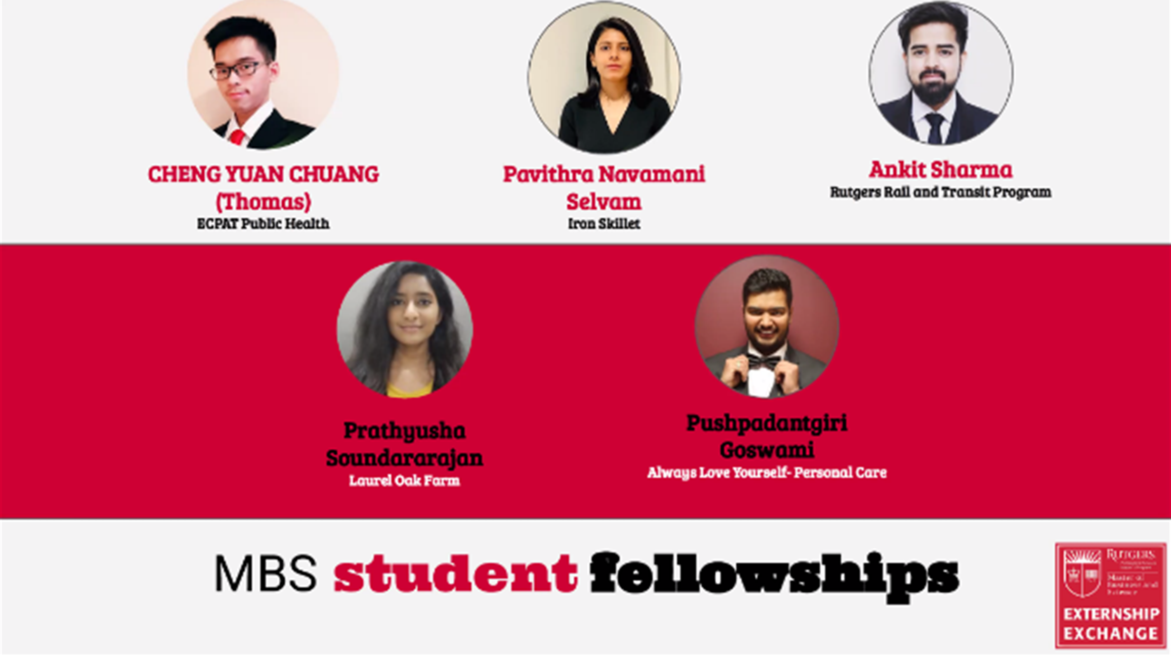 Slide with images of MBS students