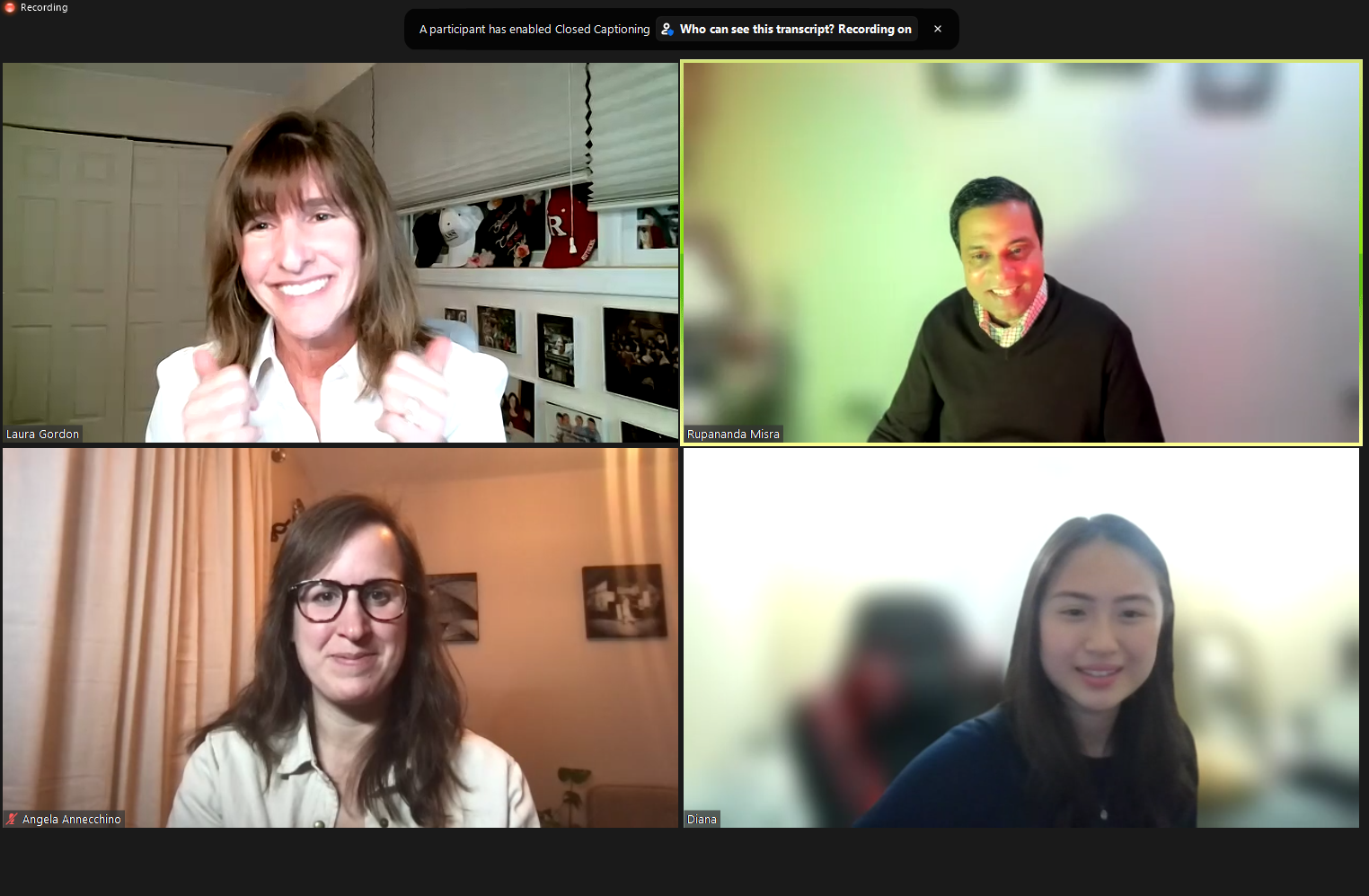 Panelists and moderator on zoom call