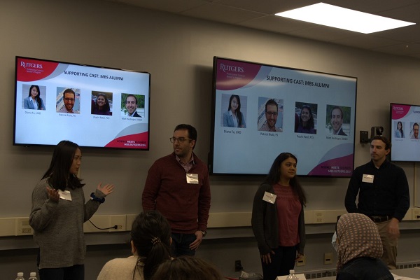 Four MBS alumni addressing students