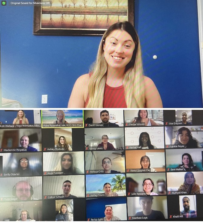 Trained yoga and mindfulness instructor with MBS students on Zoom