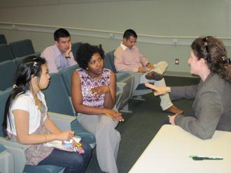 Deborah Silver speaking with students