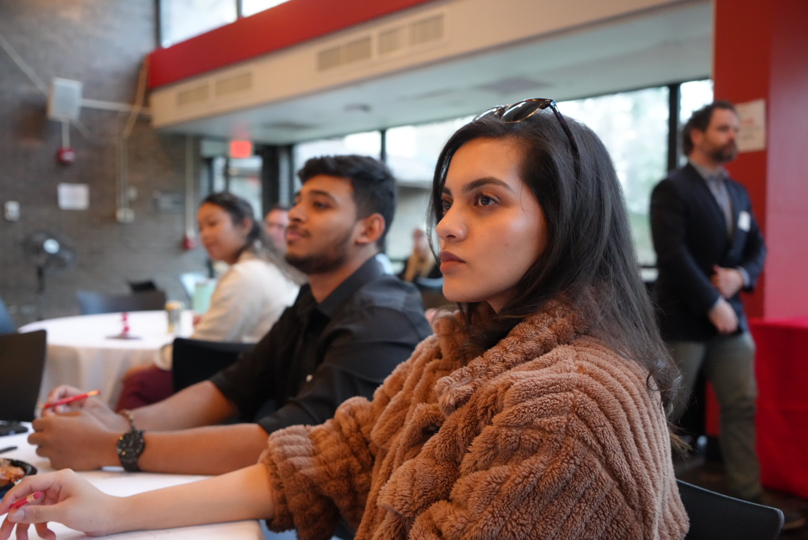 students watching speaker