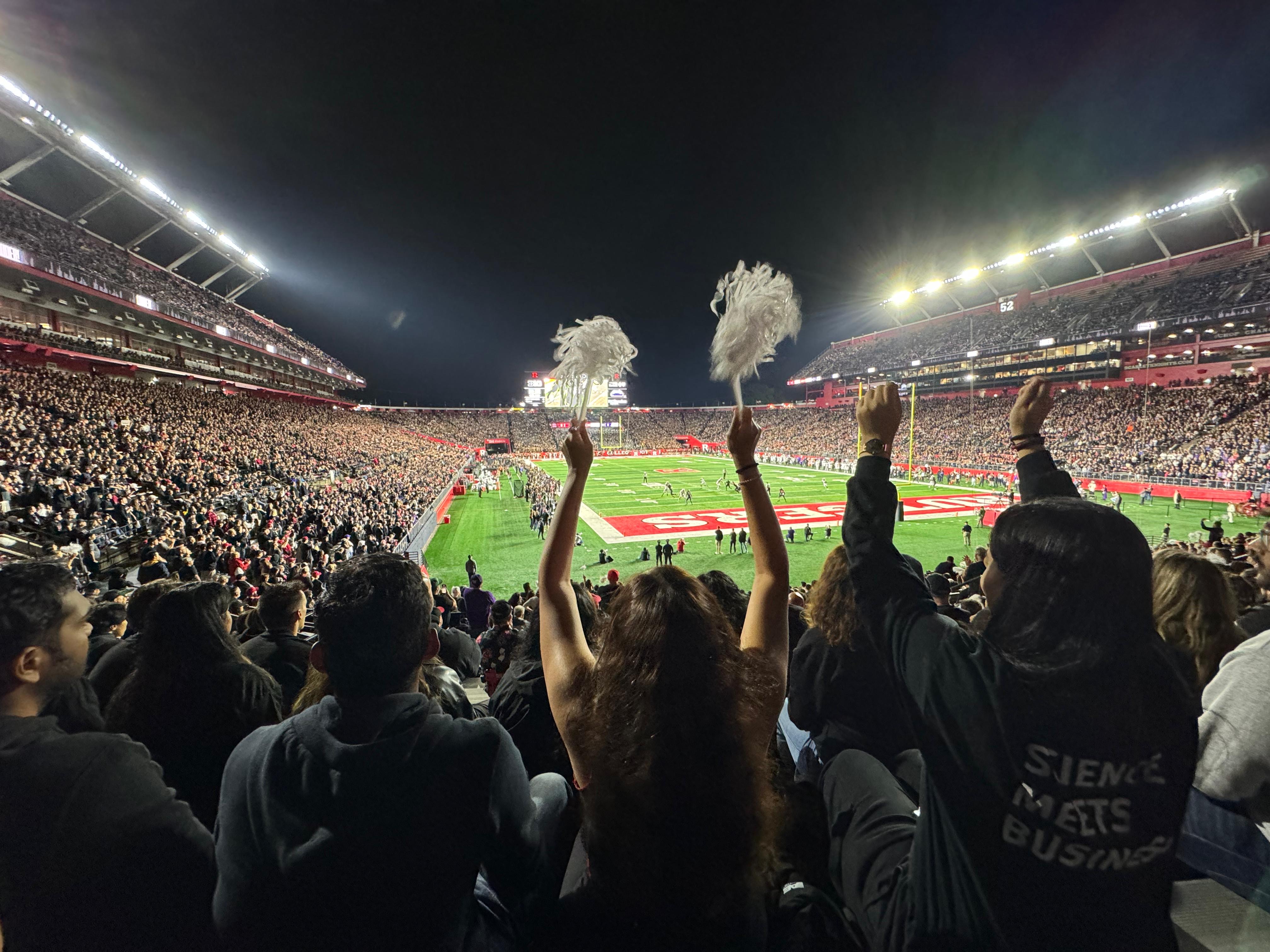 students at a football game