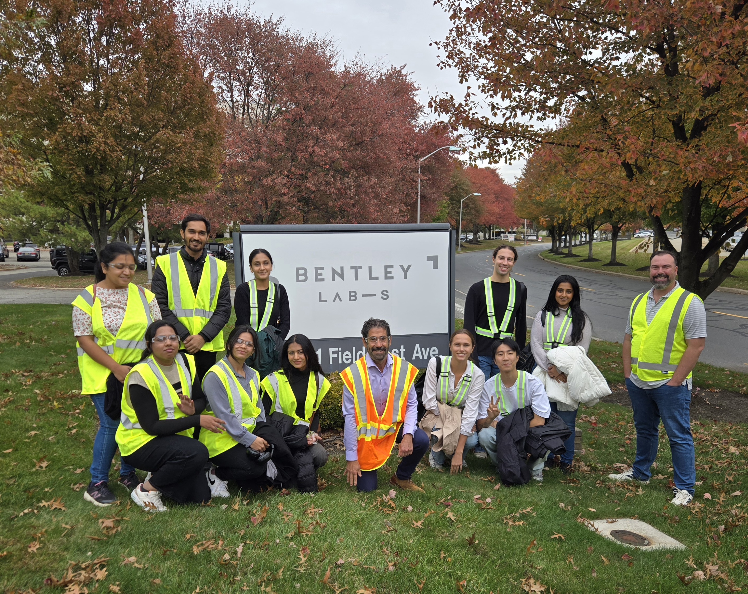Group photo in front of Bentley Labs sign