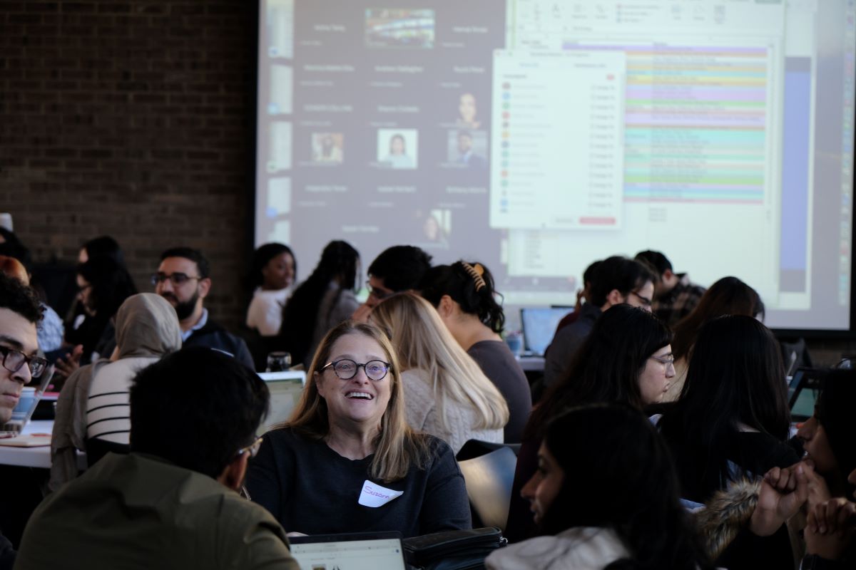 students at conference