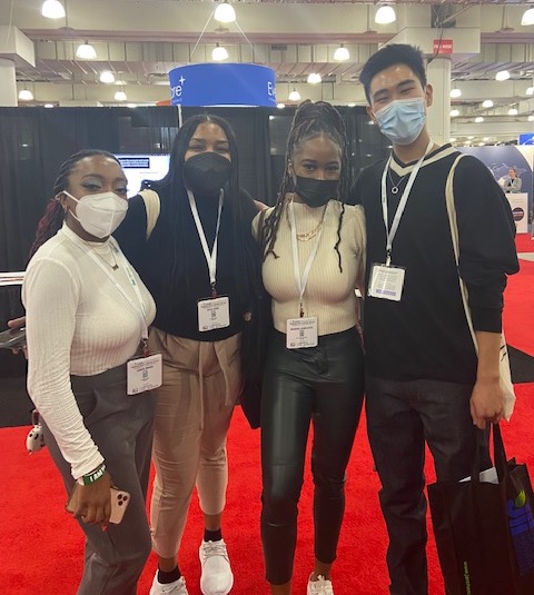 students in masks at convention