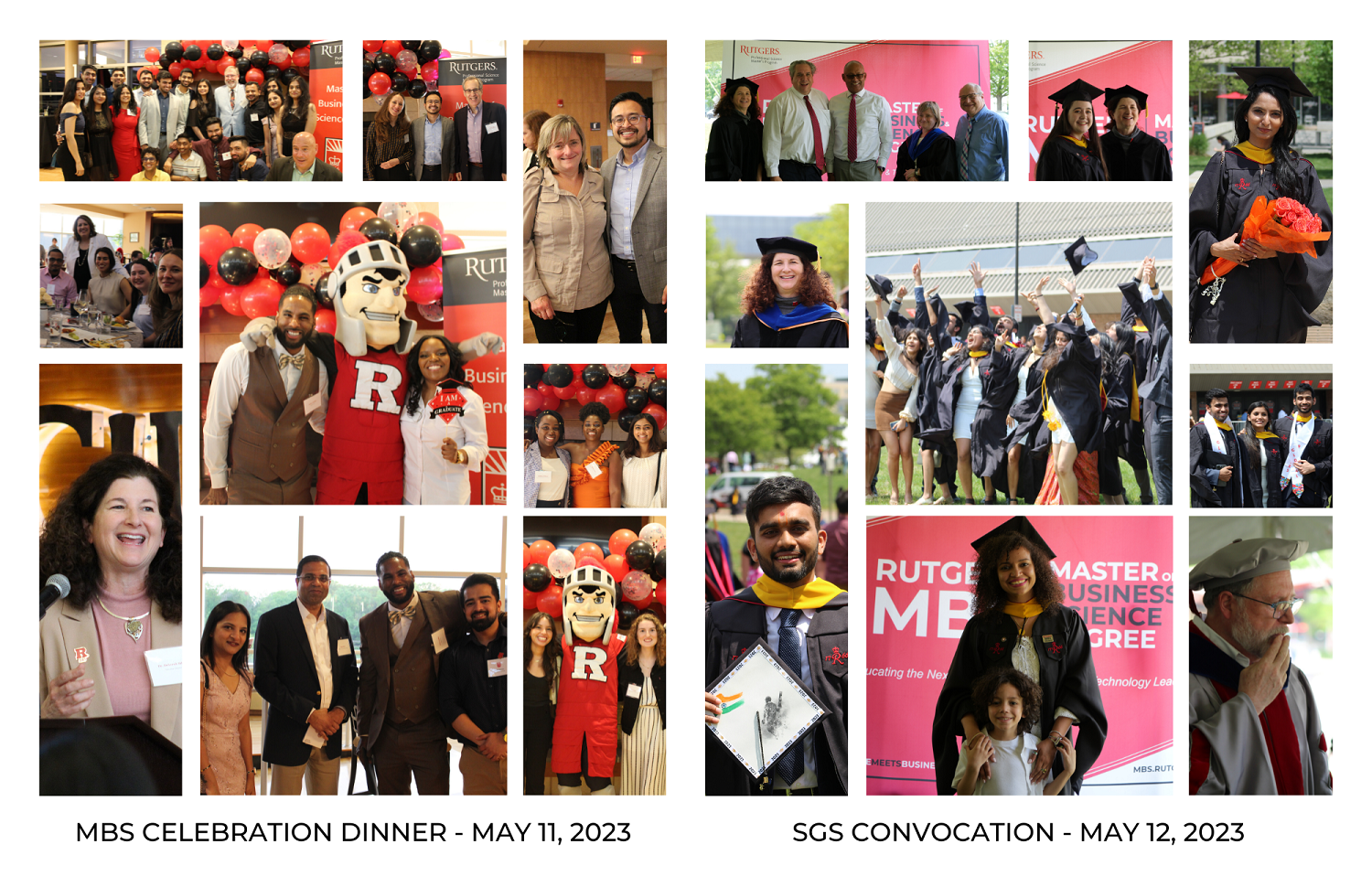 collage of photos from graduation dinner and School of Graduate Studies convocation