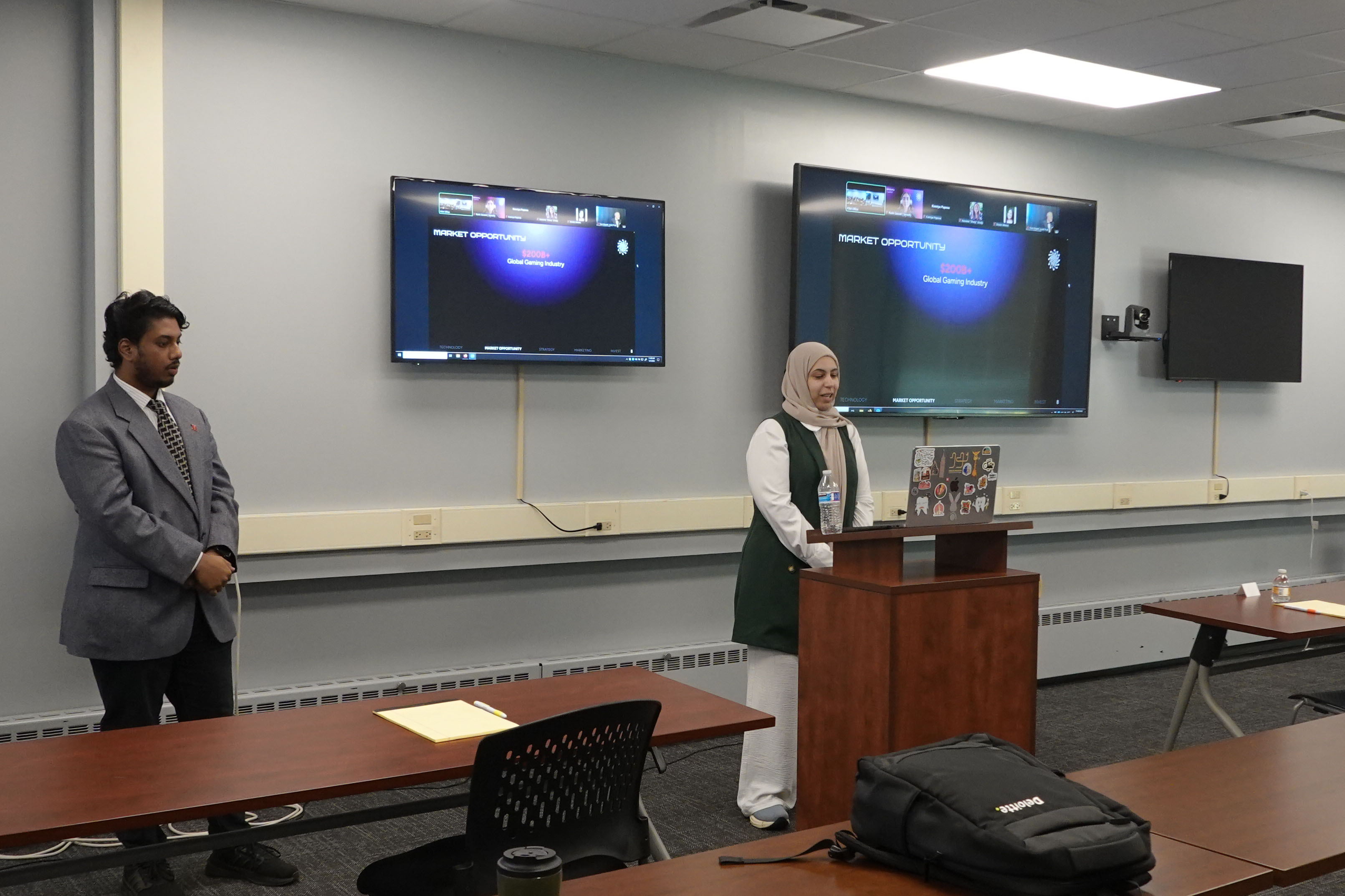 Group of two presenting
