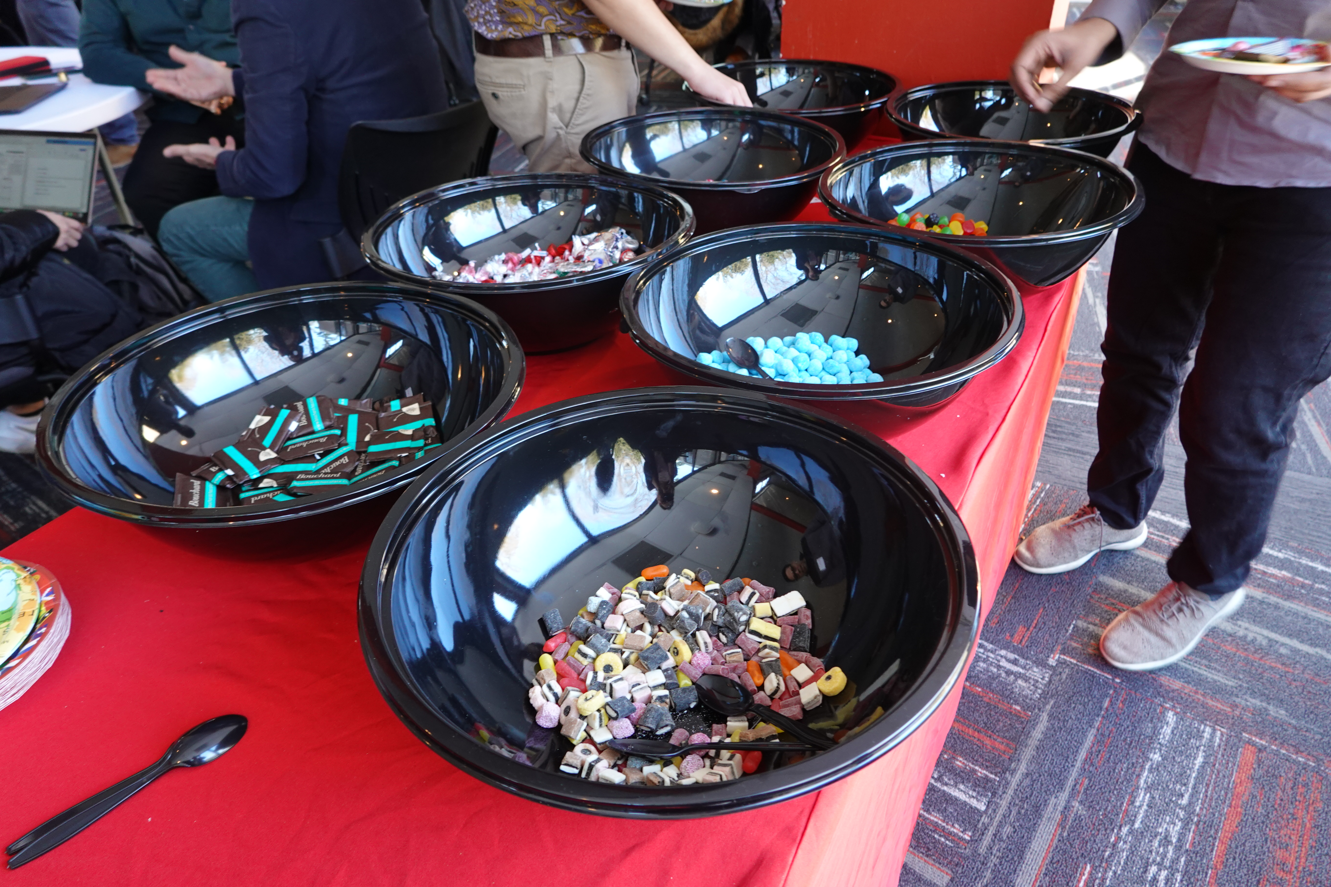 bowls of chocolate and candy