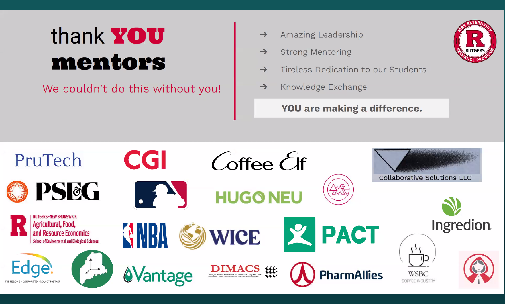 A photo featuring Thank you slide with multiple companies
