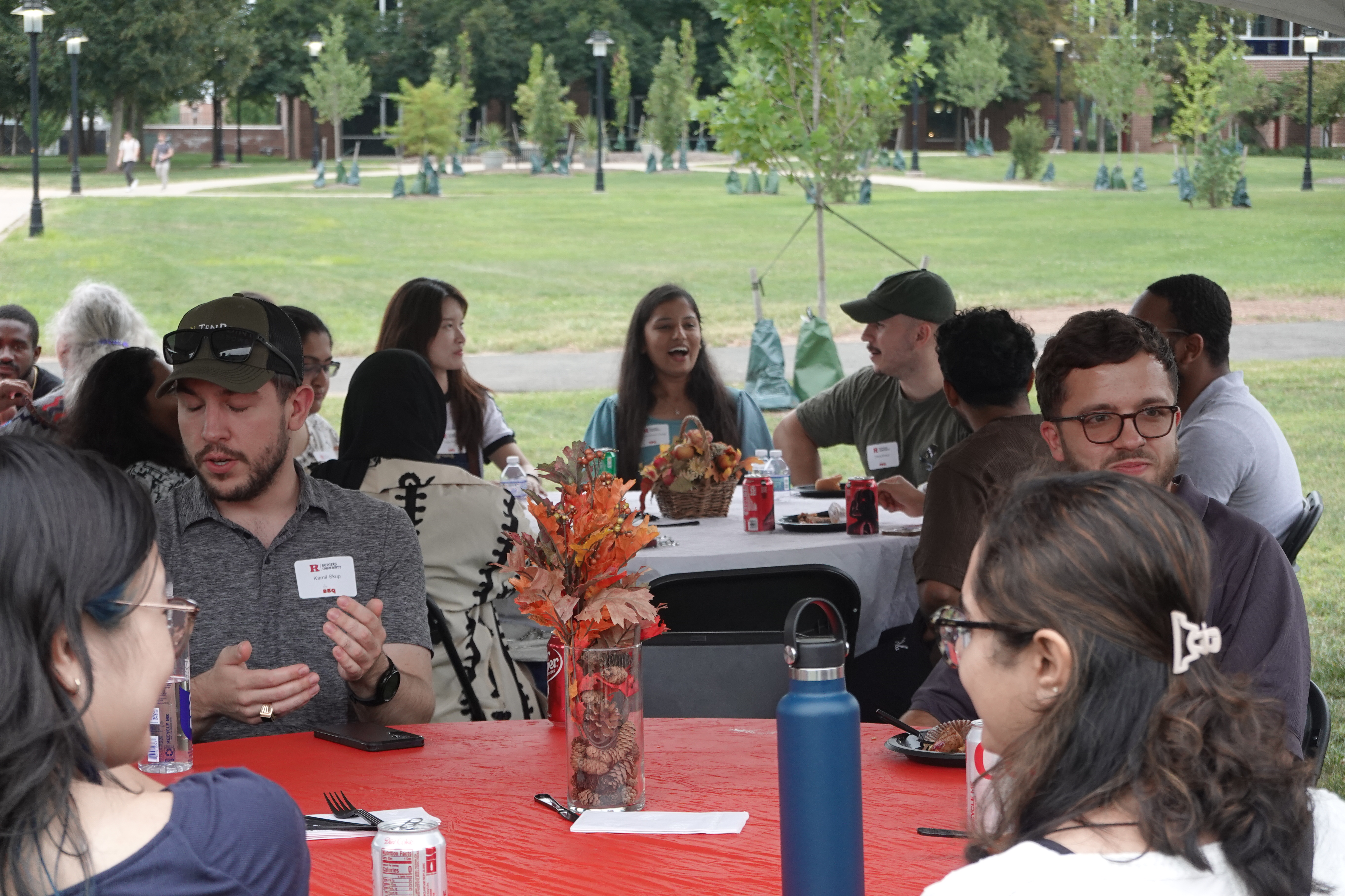 candid photo of people talking