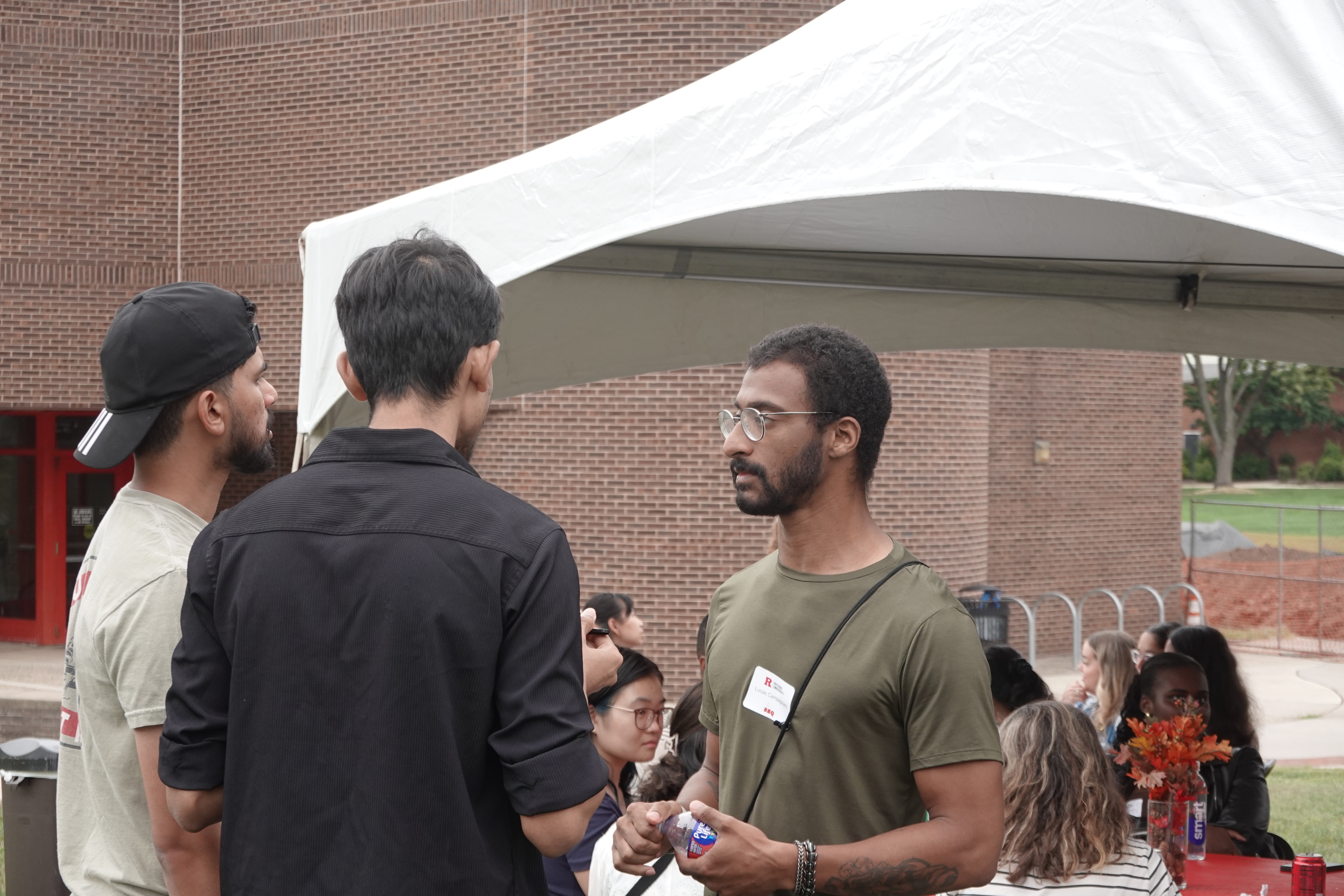 candid photo of people talking