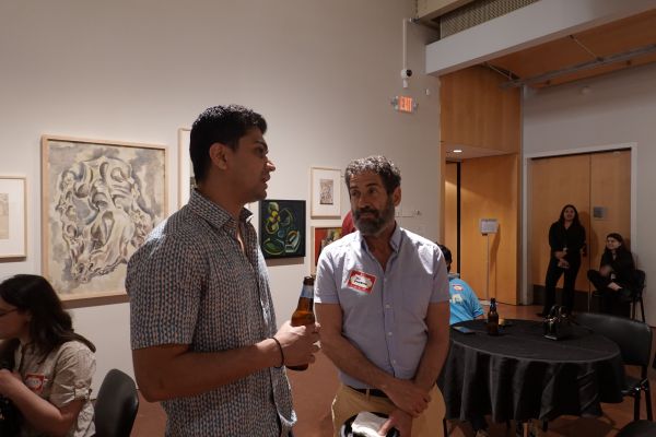 A student talking to his professor