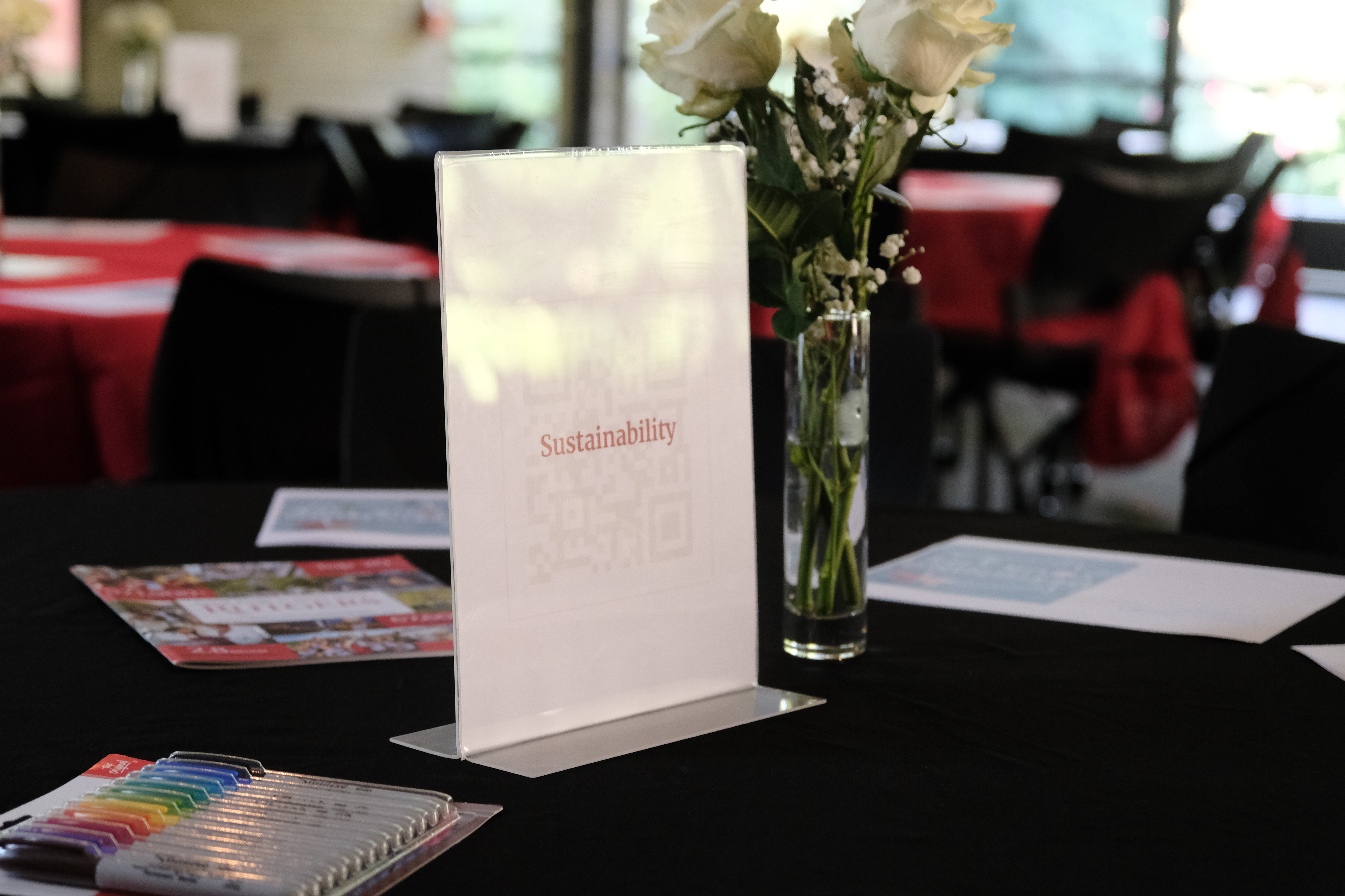 image of sign on table reading sustainability