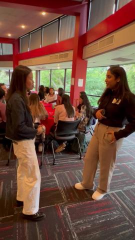 two students talking